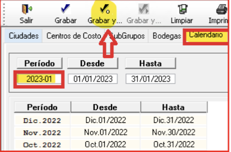 Creación calendario SAG